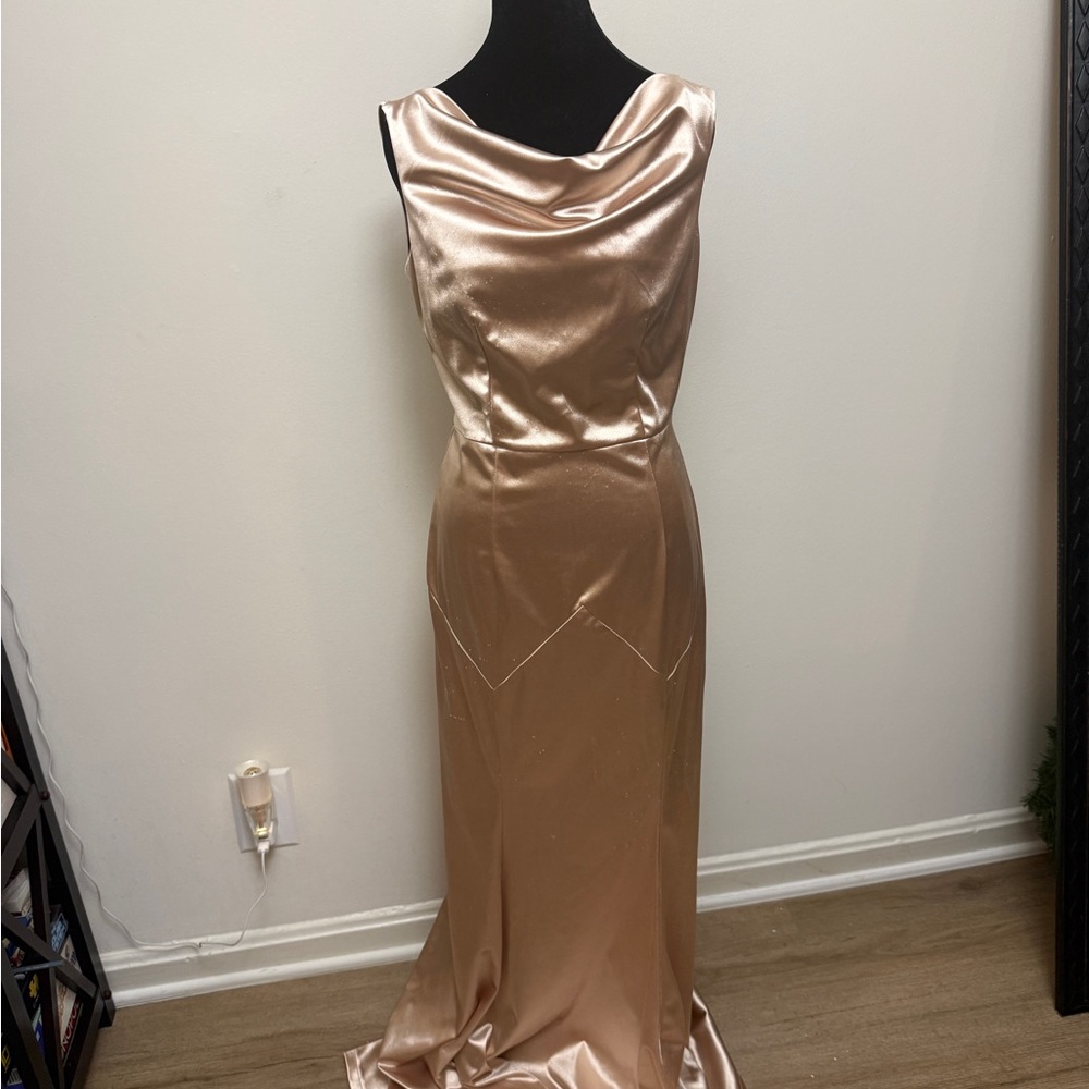 Cowl-Neck Maxi Dress in Champagne Satin